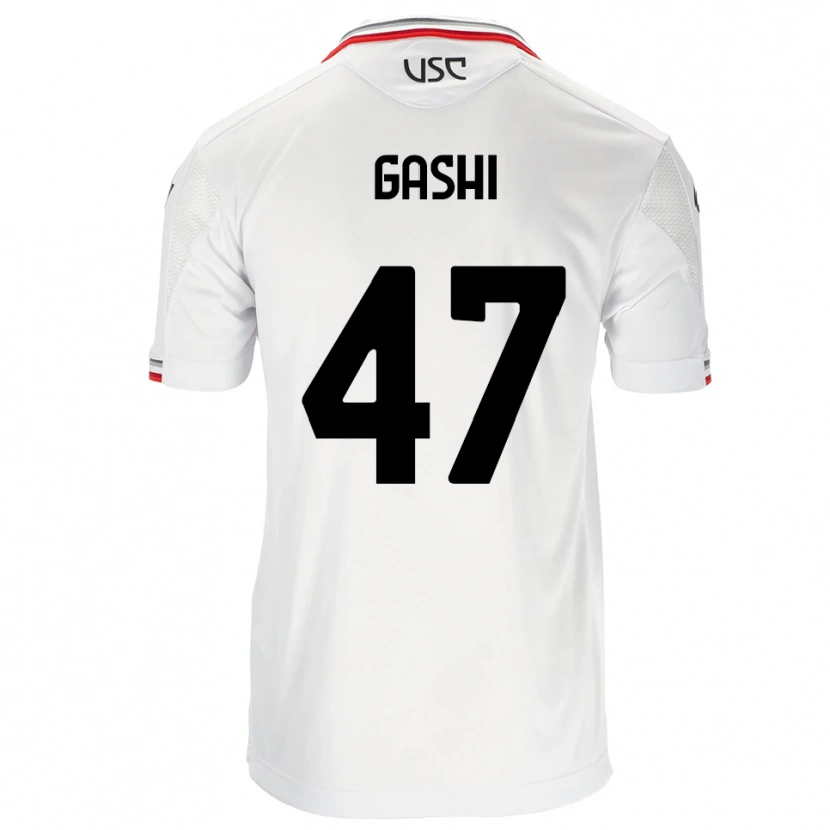Danxen Bambino Maglia Eduart Gashi #47 Bianco Rosso Kit Gara Away 2025/26 Maglietta