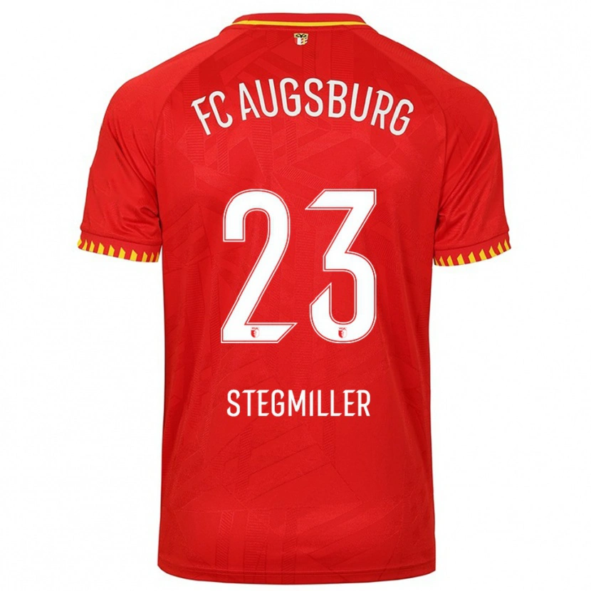 Danxen Bambino Maglia Louis Stegmiller #23 Rosso Giallo Kit Gara Away 2025/26 Maglietta