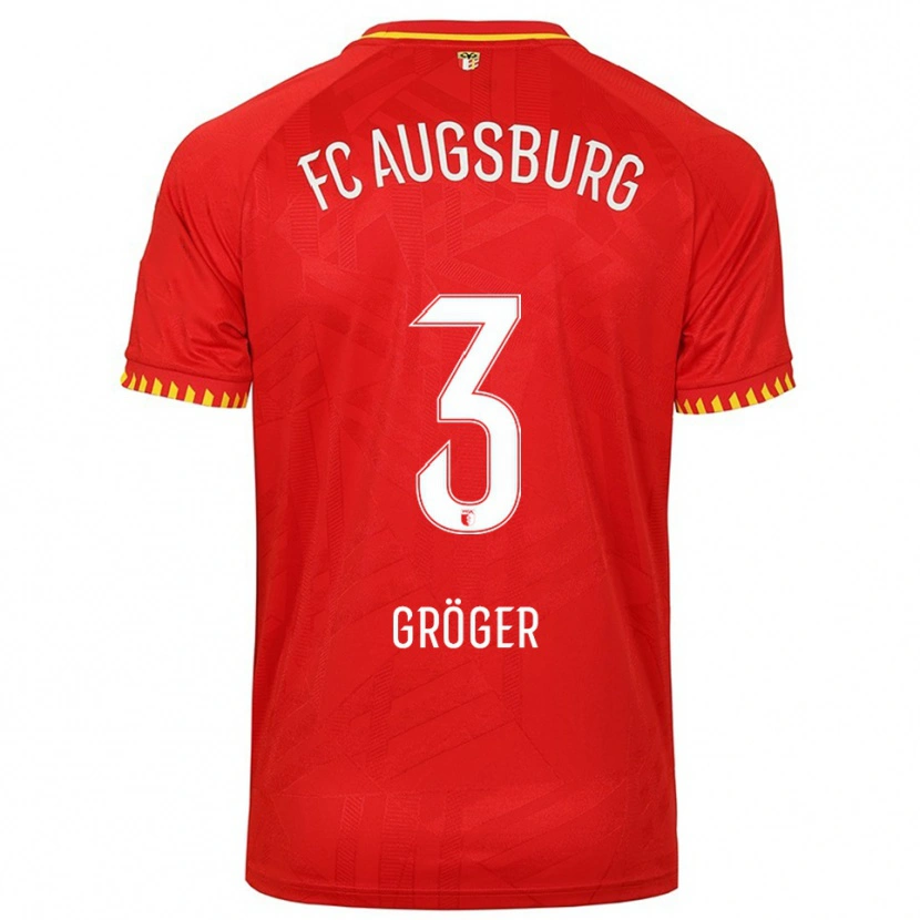 Danxen Bambino Maglia Elias Gröger #3 Rosso Giallo Kit Gara Away 2025/26 Maglietta