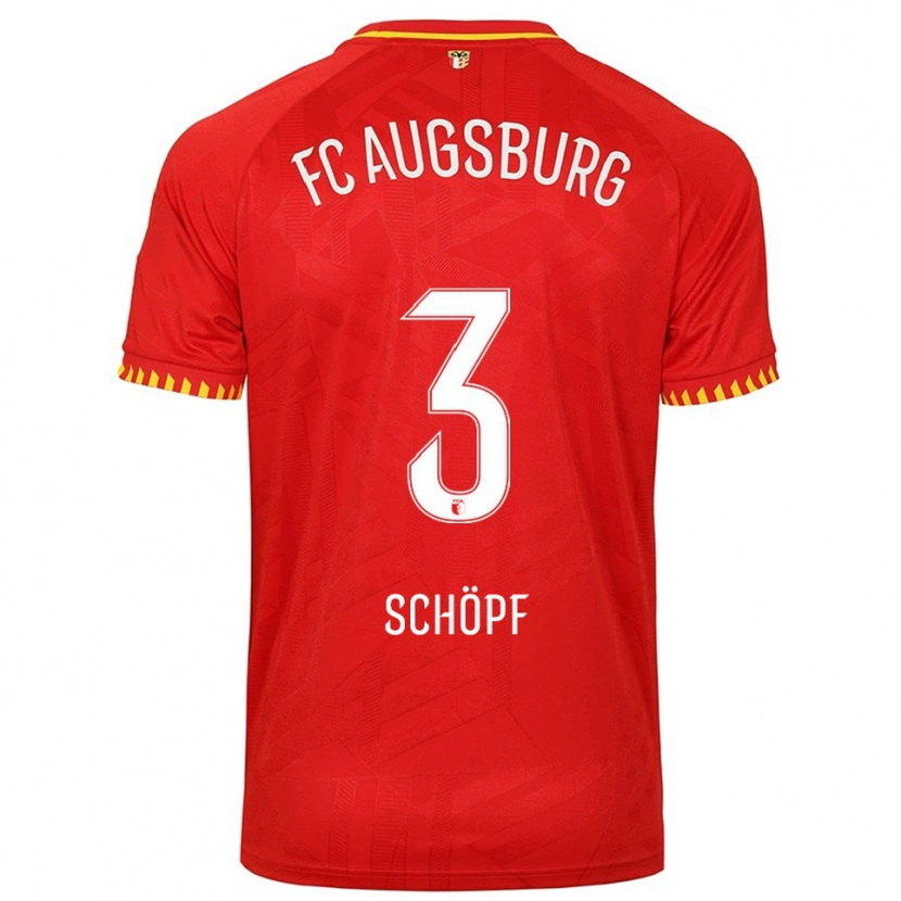 Danxen Bambino Maglia Julia Schöpf #3 Rosso Giallo Kit Gara Away 2025/26 Maglietta