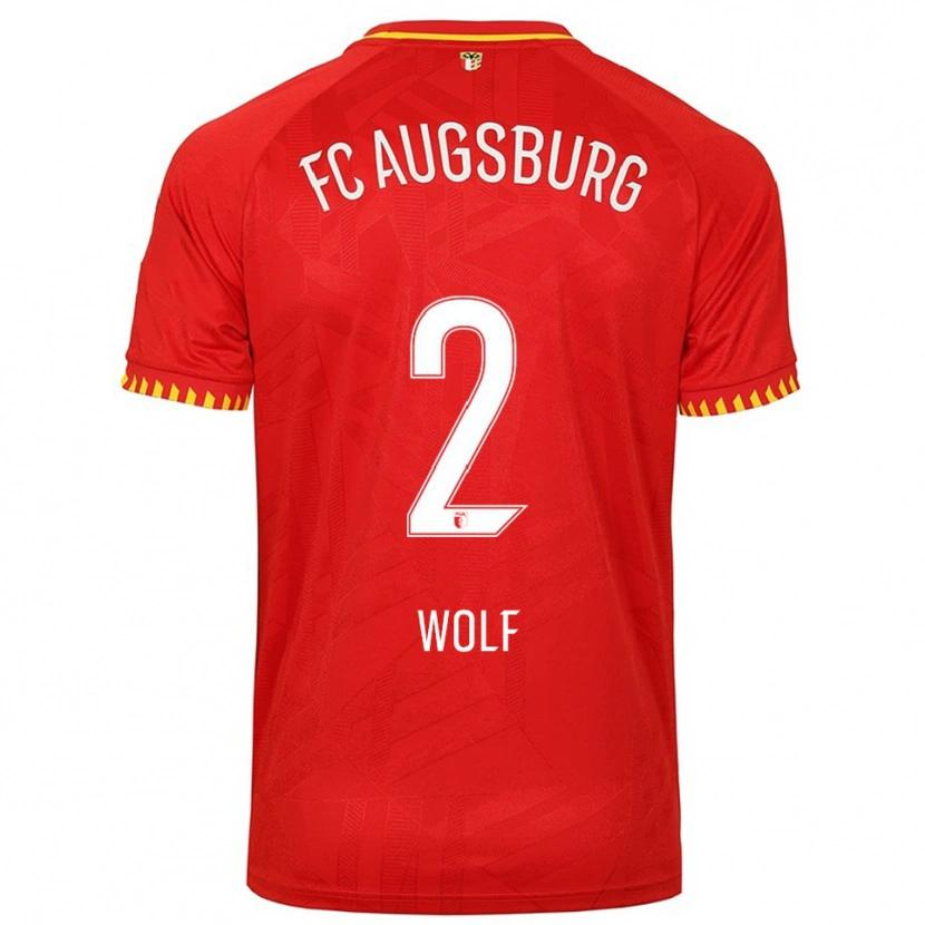 Danxen Bambino Maglia Paul Wolf #2 Rosso Giallo Kit Gara Away 2025/26 Maglietta