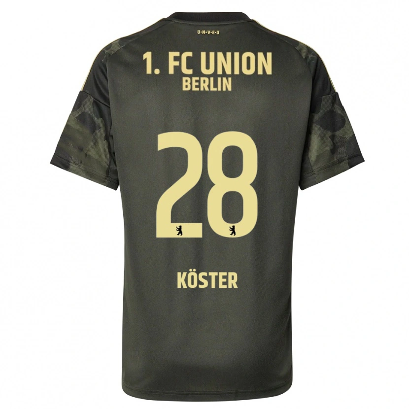 Danxen Bambino Maglia Leonie Köster #28 Verde Scuro Nero Kit Gara Away 2025/26 Maglietta