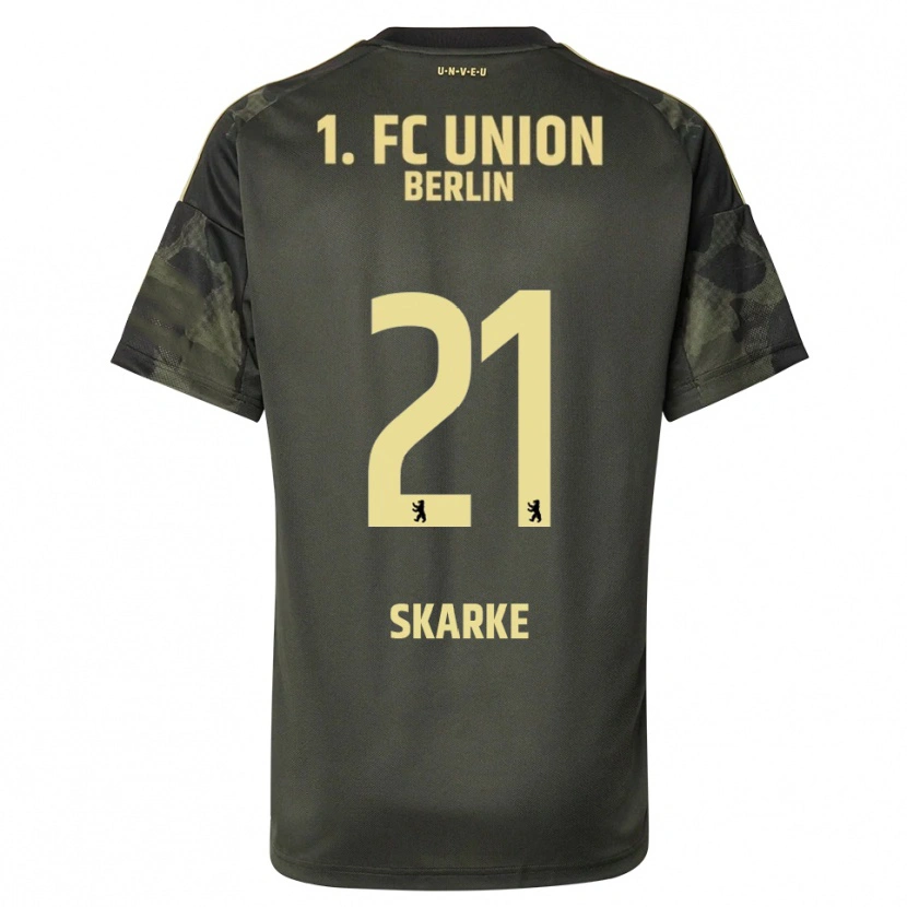 Danxen Bambino Maglia Tim Skarke #21 Verde Scuro Nero Kit Gara Away 2025/26 Maglietta