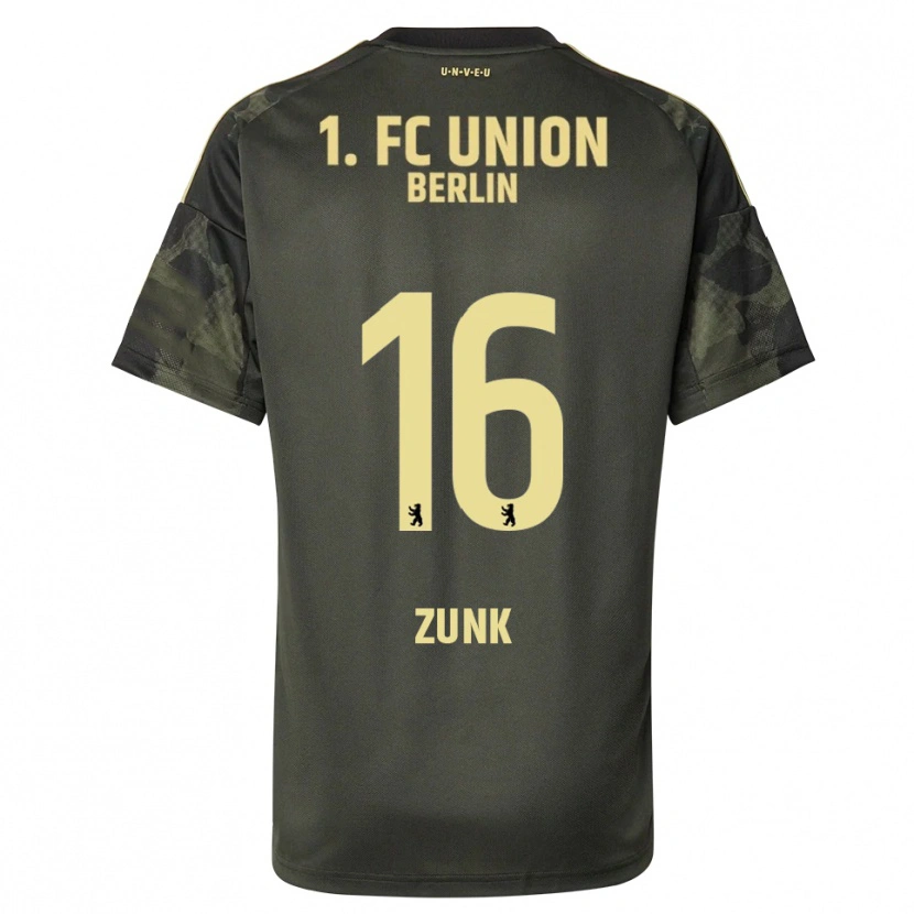 Danxen Bambino Maglia Niklas Zunk #16 Verde Scuro Nero Kit Gara Away 2025/26 Maglietta