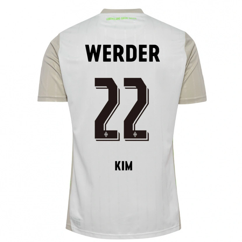 Danxen Bambino Maglia Min-Je Kim #22 Bianco Nero Kit Gara Away 2025/26 Maglietta