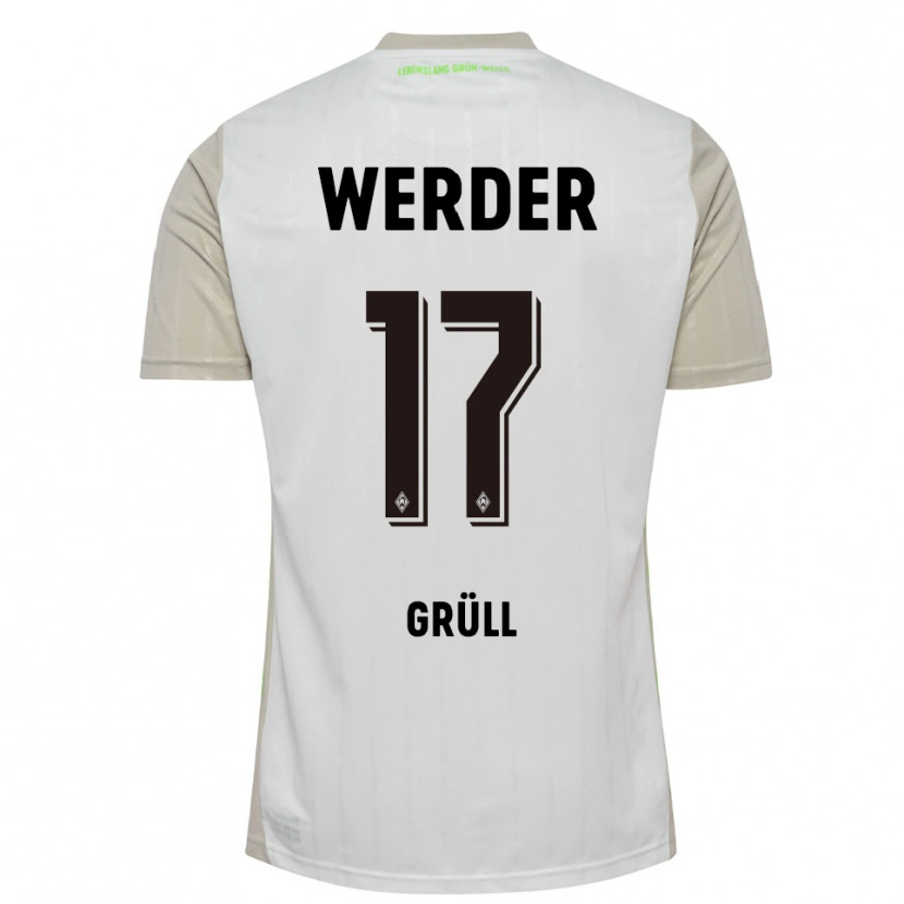 Danxen Bambino Maglia Marco Grüll #17 Bianco Nero Kit Gara Away 2025/26 Maglietta