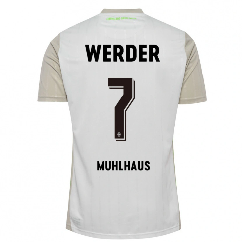 Danxen Bambino Maglia Larissa Mühlhaus #7 Bianco Nero Kit Gara Away 2025/26 Maglietta