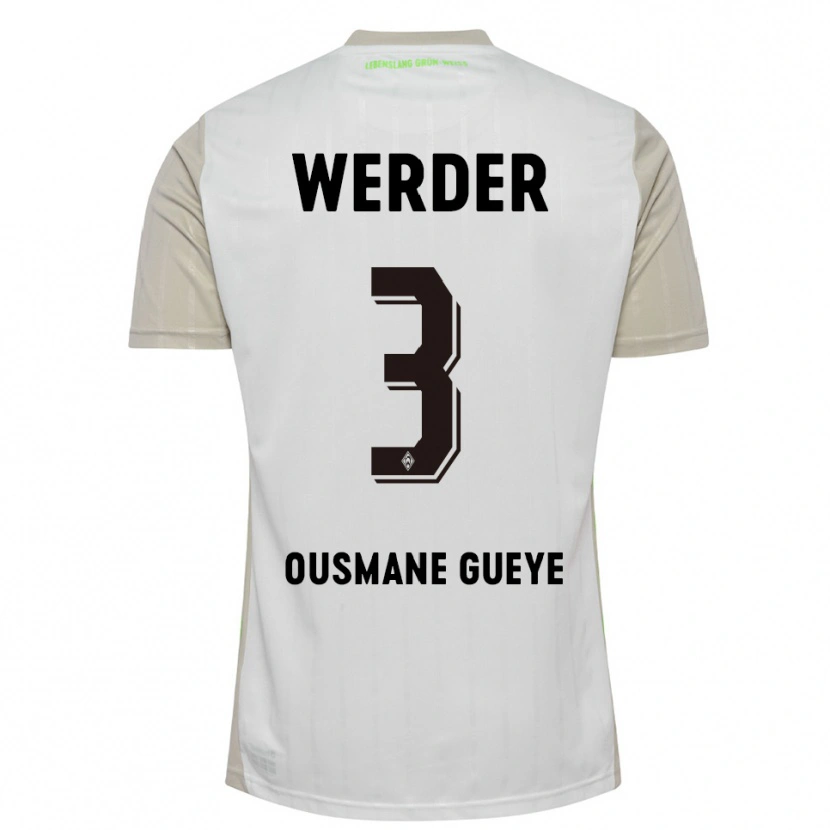 Danxen Bambino Maglia Papa Ousmane Gueye #3 Bianco Nero Kit Gara Away 2025/26 Maglietta