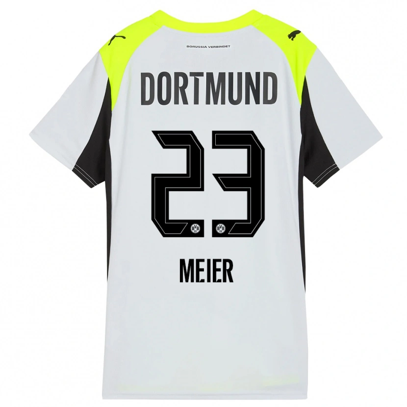 Danxen Bambino Maglia Maximilian Meier #23 Giallo Fluorescente Kit Gara Away 2025/26 Maglietta