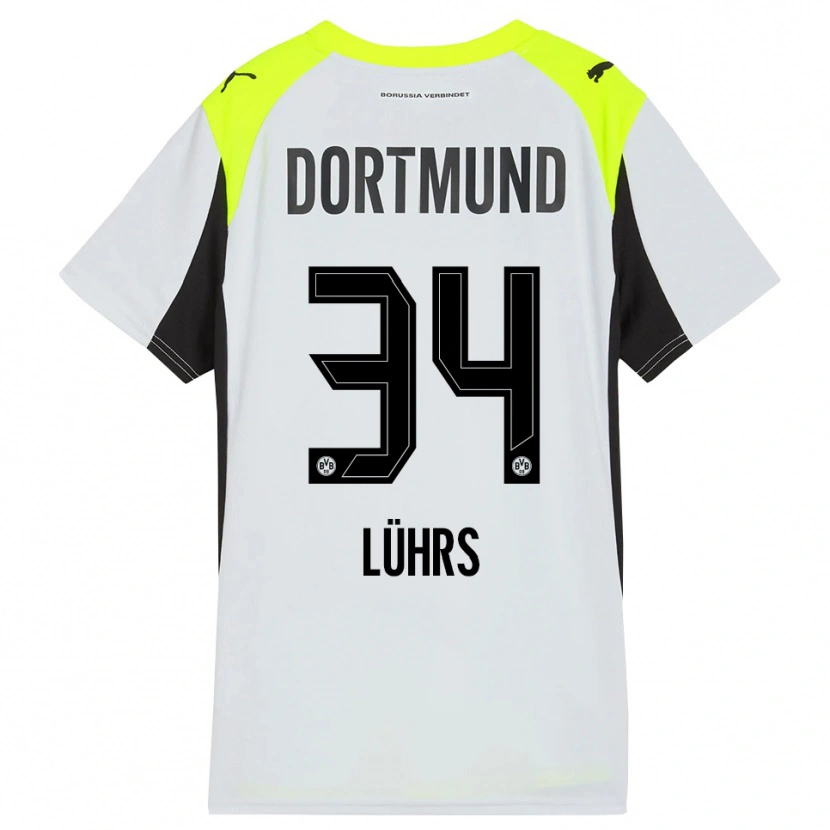 Danxen Bambino Maglia Yannik Lührs #34 Giallo Fluorescente Kit Gara Away 2025/26 Maglietta