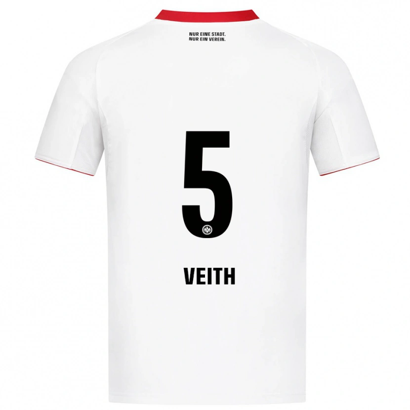 Danxen Bambino Maglia Titus Veith #5 Bianco Rosso Kit Gara Away 2025/26 Maglietta