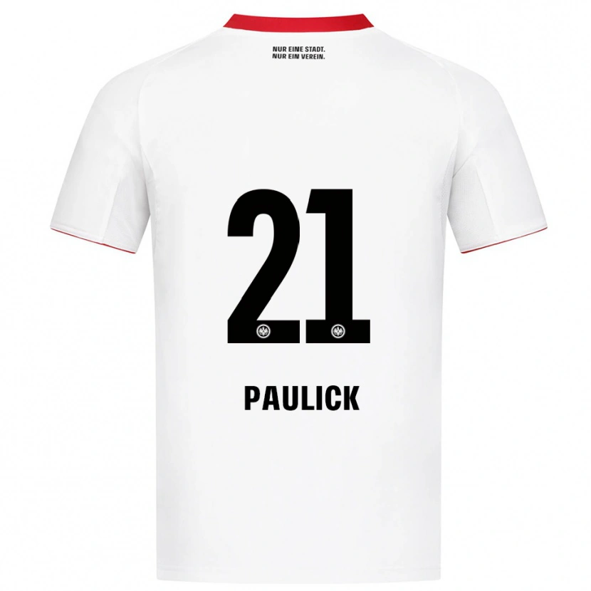 Danxen Bambino Maglia Lea Paulick #21 Bianco Rosso Kit Gara Away 2025/26 Maglietta