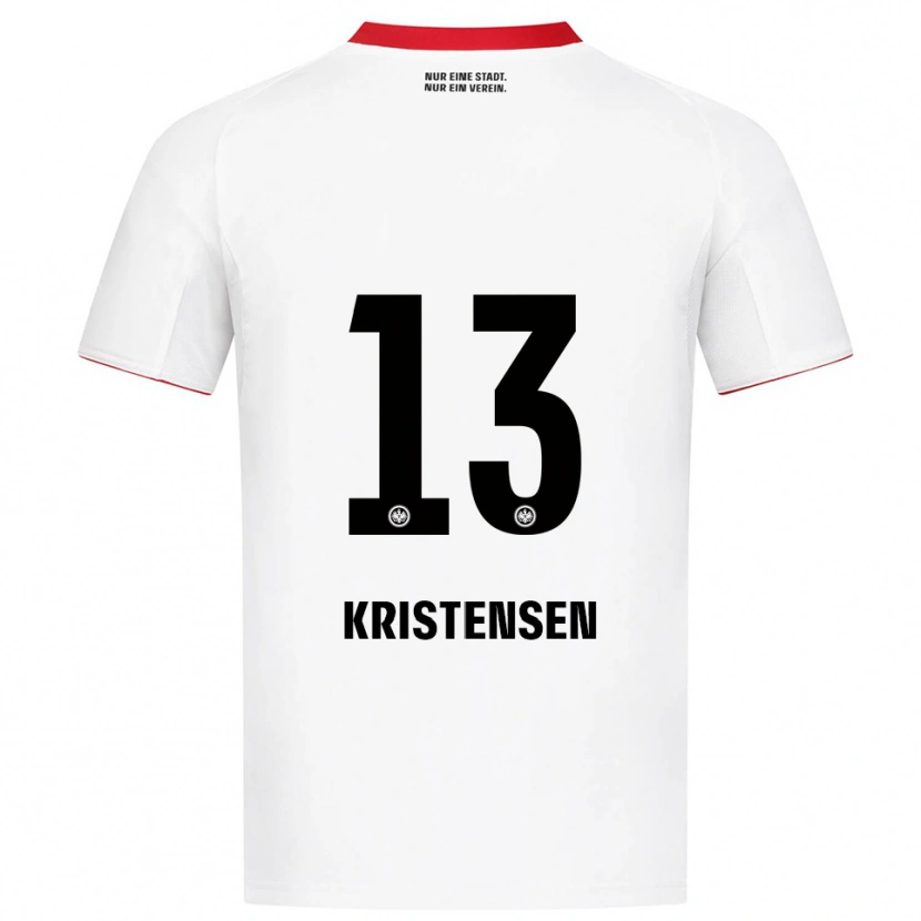 Danxen Bambino Maglia Rasmus Kristensen #13 Bianco Rosso Kit Gara Away 2025/26 Maglietta