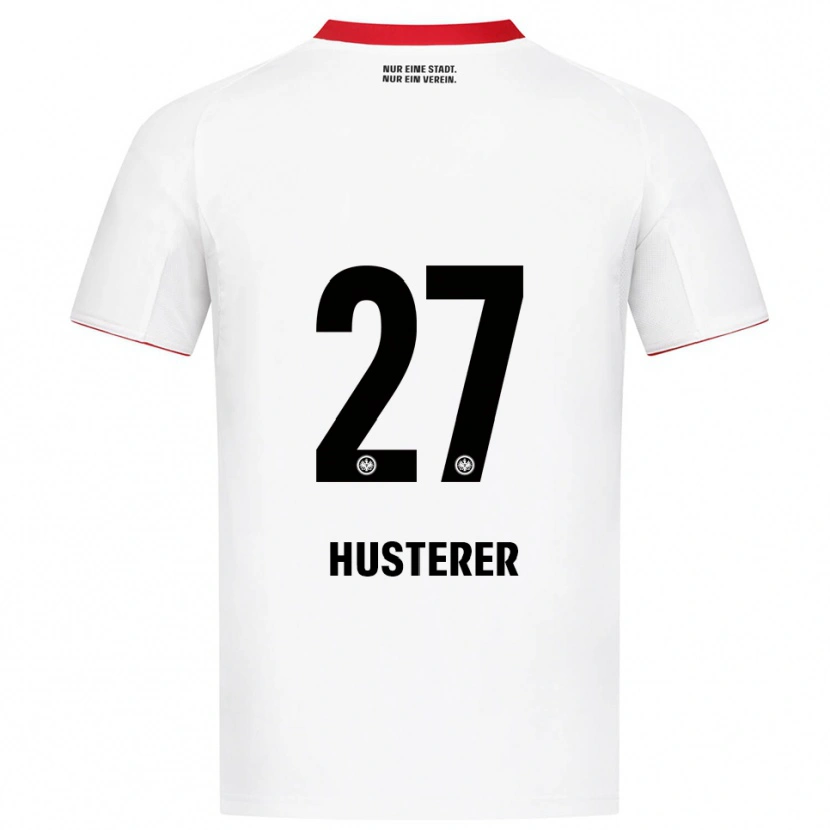 Danxen Bambino Maglia Lean Husterer #27 Bianco Rosso Kit Gara Away 2025/26 Maglietta