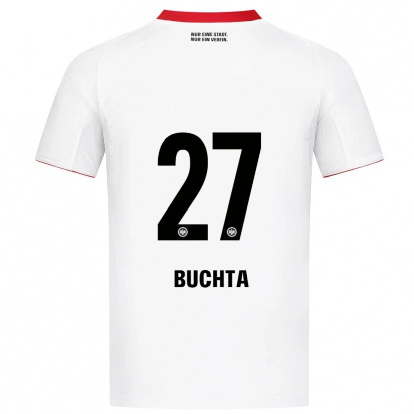 Danxen Bambino Maglia Philip Buchta #27 Bianco Rosso Kit Gara Away 2025/26 Maglietta
