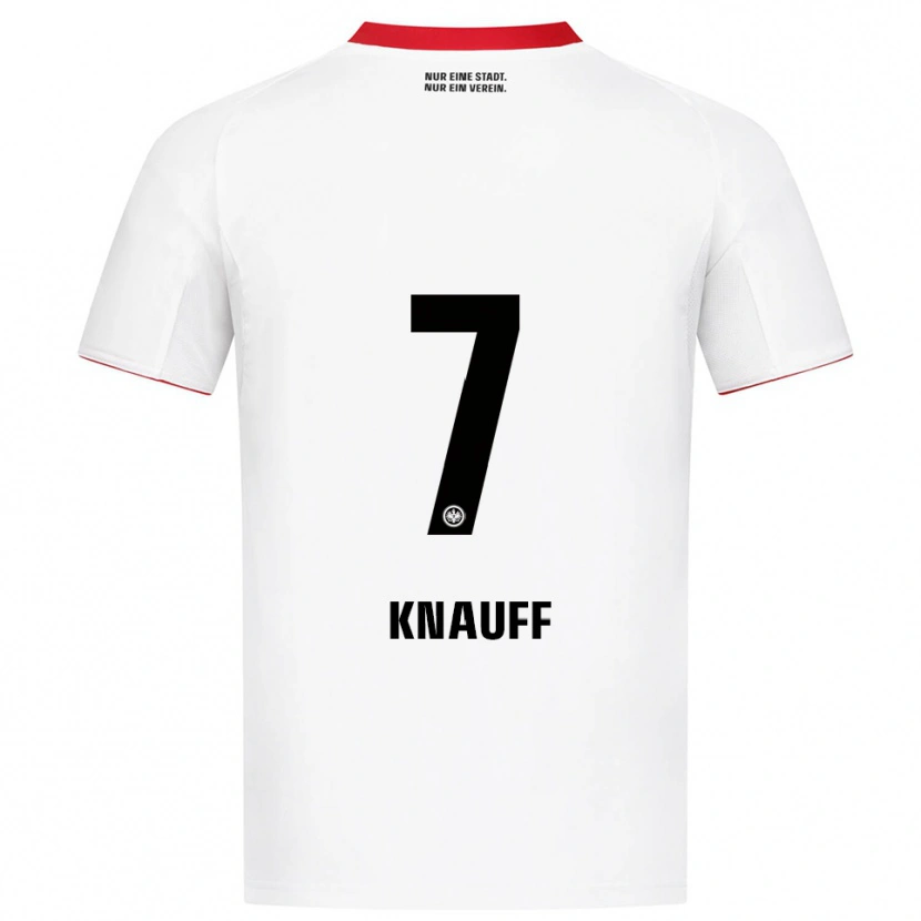 Danxen Bambino Maglia Ansgar Knauff #7 Bianco Rosso Kit Gara Away 2025/26 Maglietta