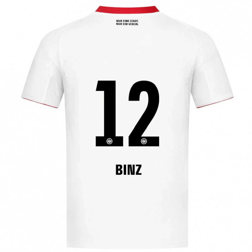 Danxen Bambino Maglia Sam Binz #12 Bianco Rosso Kit Gara Away 2025/26 Maglietta