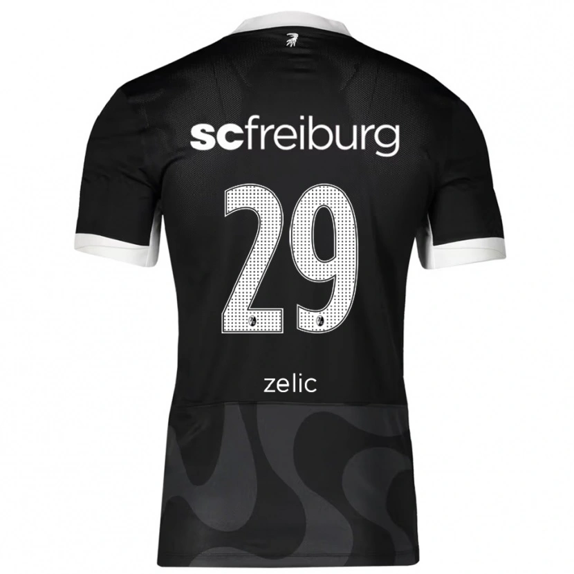 Danxen Bambino Maglia Mateo Zelic #29 Nero Bianco Kit Gara Away 2025/26 Maglietta