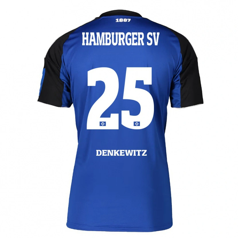 Danxen Bambino Maglia Nick Denkewitz #25 Blu Nero Kit Gara Away 2025/26 Maglietta