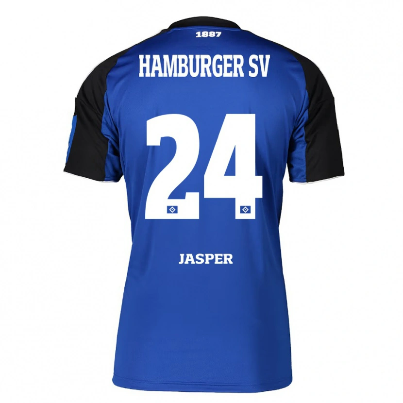 Danxen Bambino Maglia Jan-Lukas Jasper #24 Blu Nero Kit Gara Away 2025/26 Maglietta