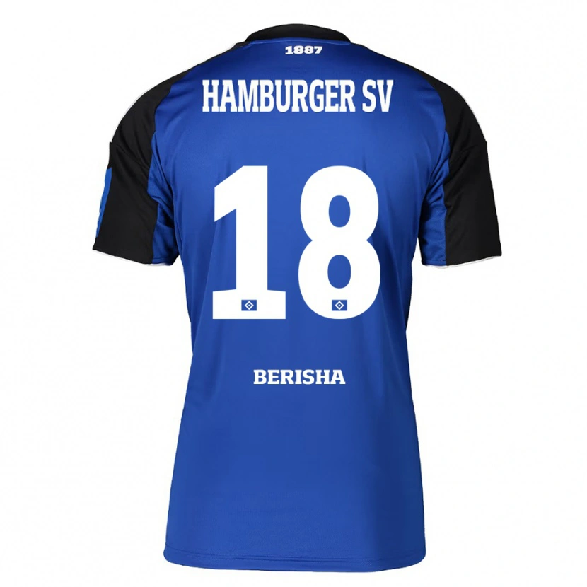 Danxen Bambino Maglia Jasir Berisha #18 Blu Nero Kit Gara Away 2025/26 Maglietta