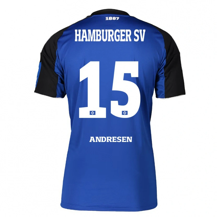 Danxen Bambino Maglia Bent Andresen #15 Blu Nero Kit Gara Away 2025/26 Maglietta