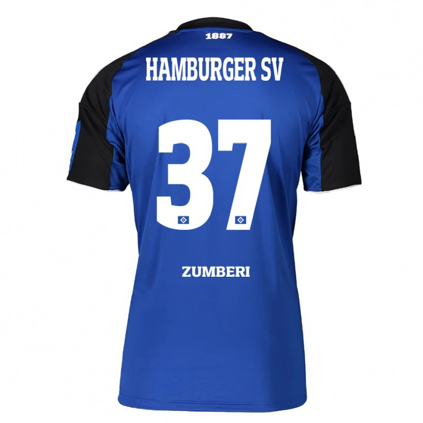 Danxen Bambino Maglia Valon Zumberi #37 Blu Nero Kit Gara Away 2025/26 Maglietta