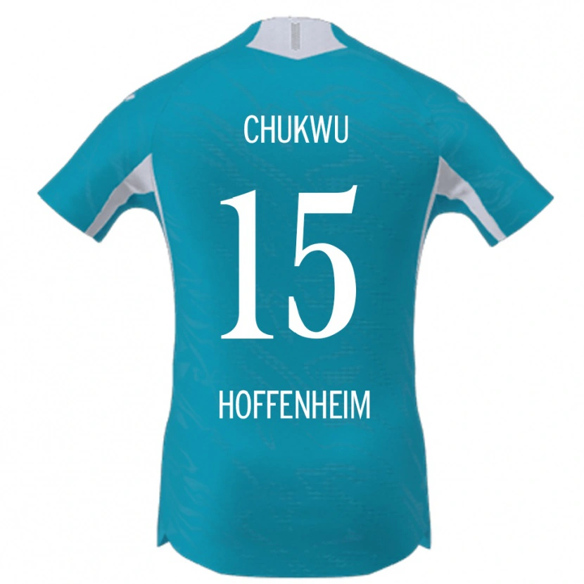 Danxen Bambino Maglia Emmanuel Chukwu #15 Azzurro Kit Gara Away 2025/26 Maglietta