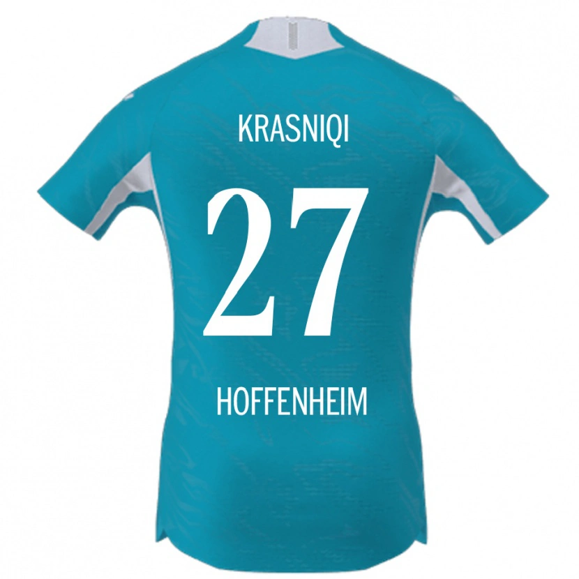 Danxen Bambino Maglia Leonard Krasniqi #27 Azzurro Kit Gara Away 2025/26 Maglietta