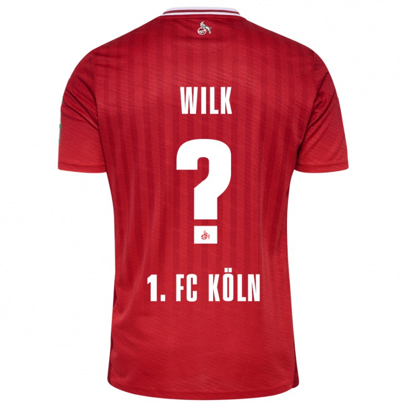 Danxen Bambino Maglia Emil Wilk #0 Rosso Bianco Kit Gara Away 2025/26 Maglietta