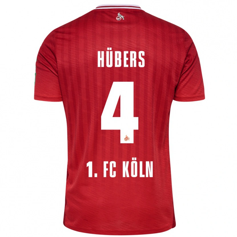 Danxen Bambino Maglia Timo Hübers #4 Rosso Bianco Kit Gara Away 2025/26 Maglietta