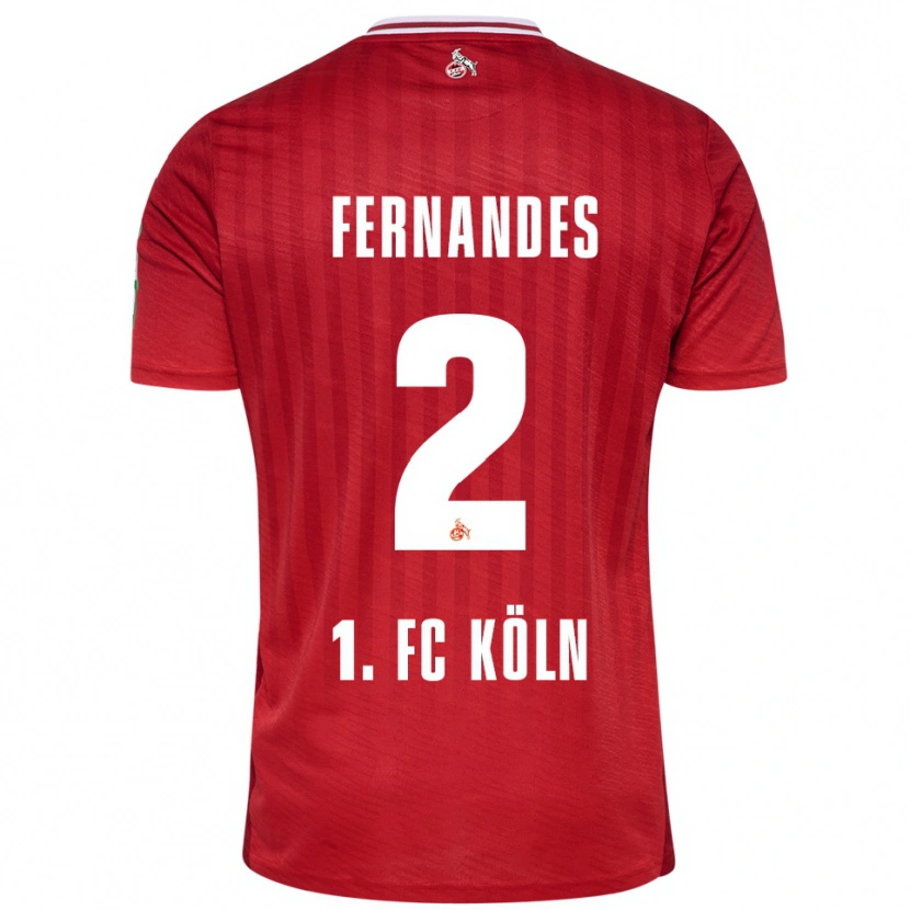Danxen Bambino Maglia Tyron Fernandes #2 Rosso Bianco Kit Gara Away 2025/26 Maglietta