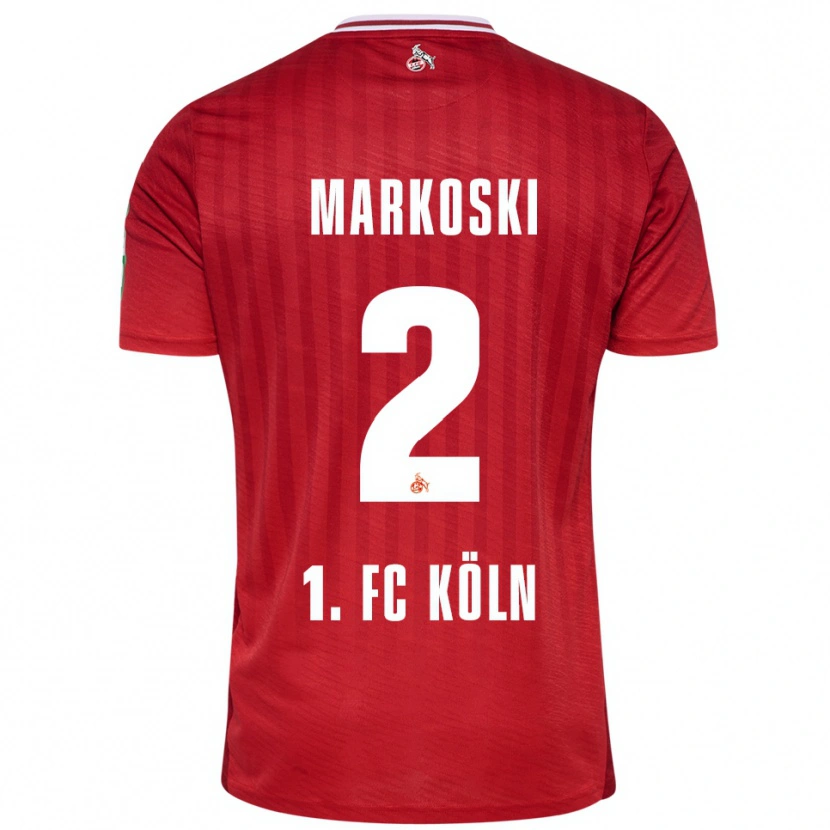 Danxen Bambino Maglia Kristian Markoski #2 Rosso Bianco Kit Gara Away 2025/26 Maglietta