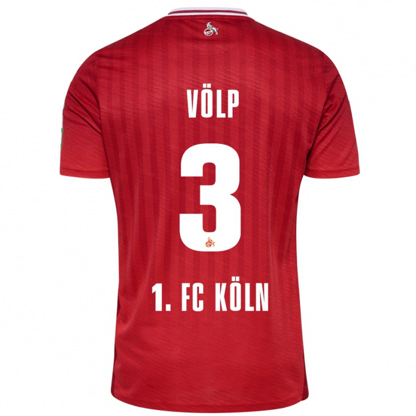 Danxen Bambino Maglia Lennard Völp #3 Rosso Bianco Kit Gara Away 2025/26 Maglietta