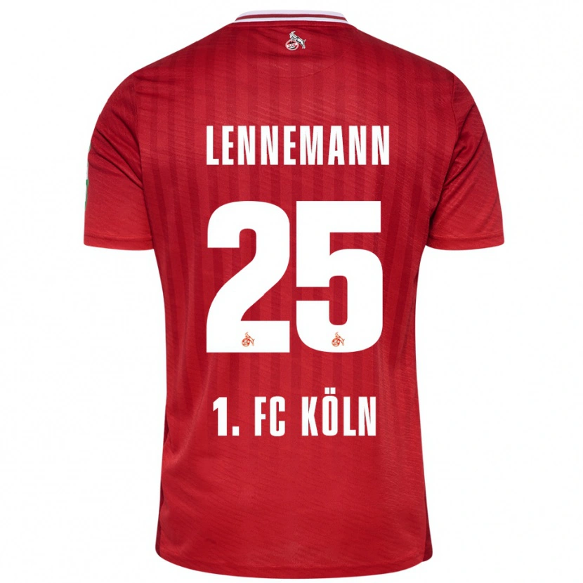 Danxen Bambino Maglia Bernie Lennemann #25 Rosso Bianco Kit Gara Away 2025/26 Maglietta