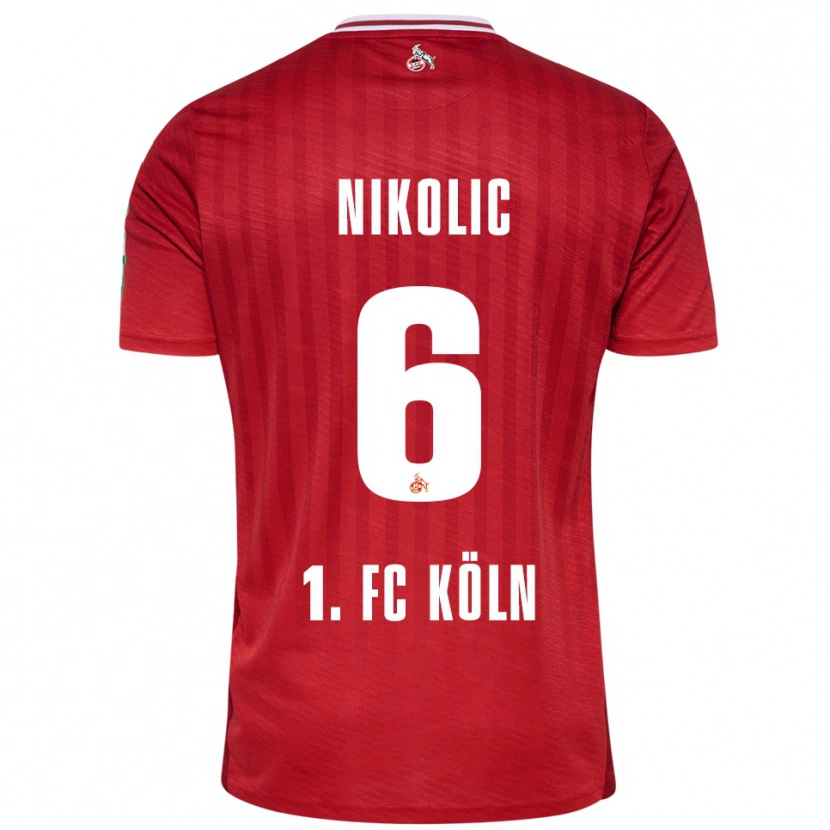 Danxen Bambino Maglia Milan Nikolic #6 Rosso Bianco Kit Gara Away 2025/26 Maglietta