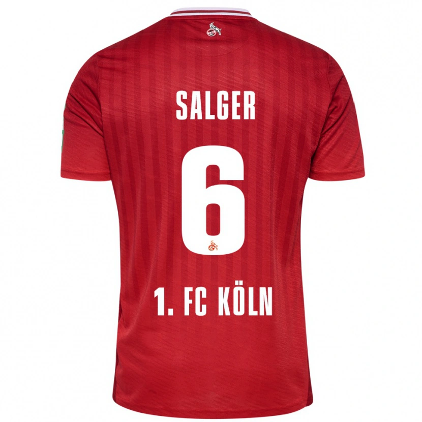 Danxen Bambino Maglia Stephan Salger #6 Rosso Bianco Kit Gara Away 2025/26 Maglietta