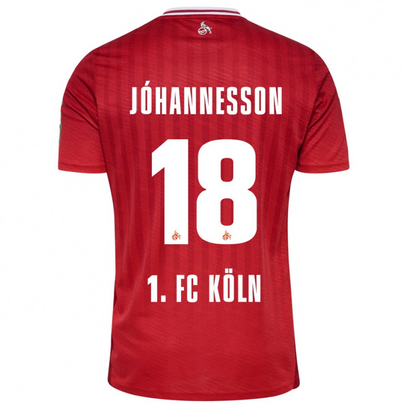 Danxen Bambino Maglia Ísak Jóhannesson #18 Rosso Bianco Kit Gara Away 2025/26 Maglietta