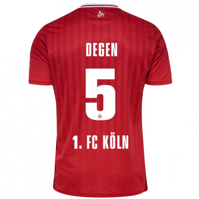 Danxen Bambino Maglia Celina Degen #5 Rosso Bianco Kit Gara Away 2025/26 Maglietta