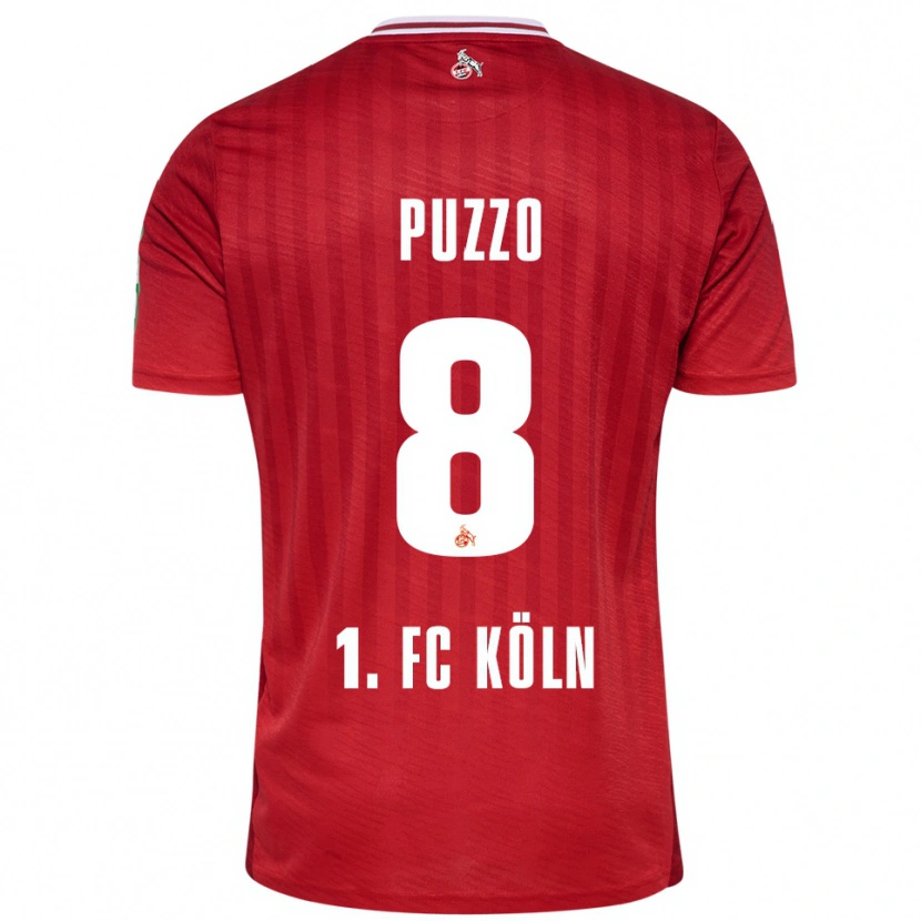 Danxen Bambino Maglia Alessandro Puzzo #8 Rosso Bianco Kit Gara Away 2025/26 Maglietta