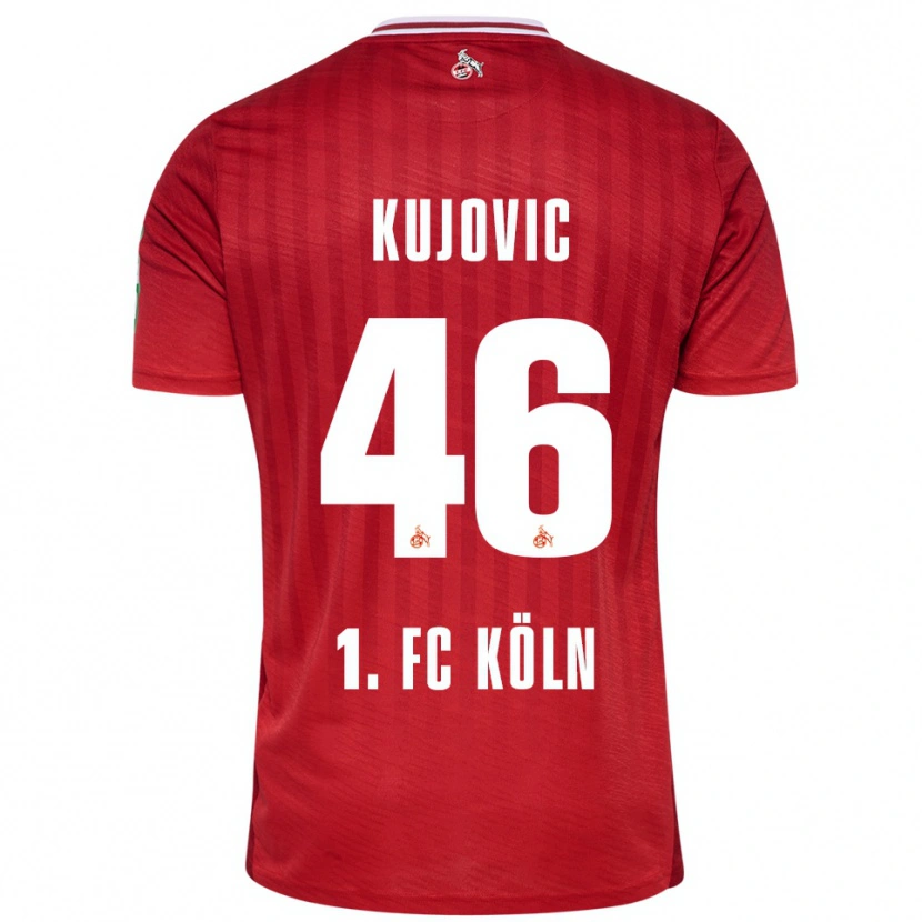 Danxen Bambino Maglia Emin Kujovic #46 Rosso Bianco Kit Gara Away 2025/26 Maglietta