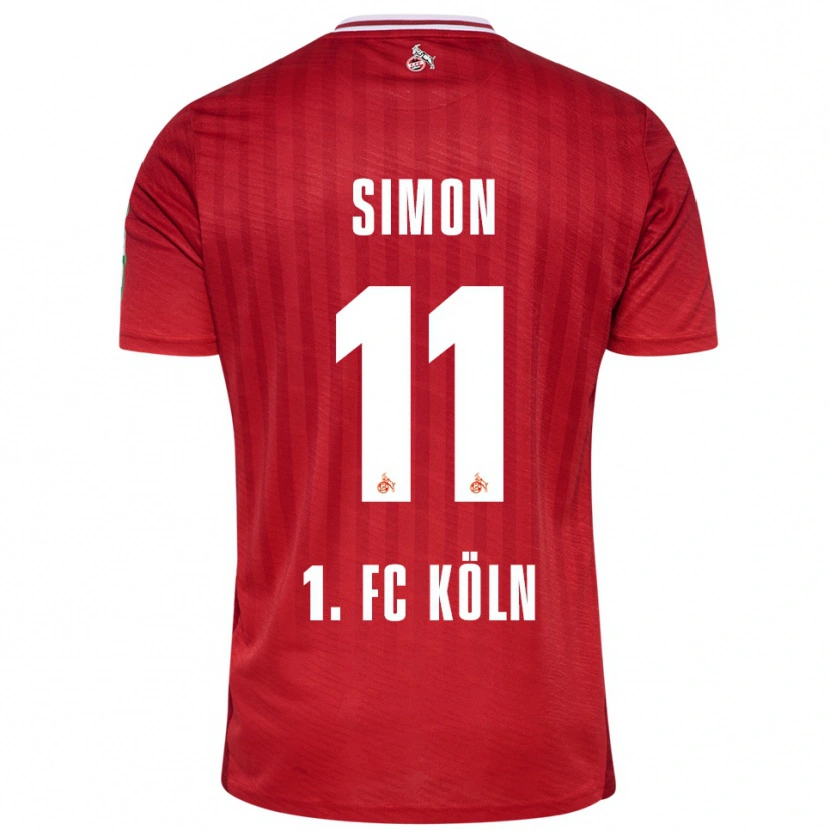 Danxen Bambino Maglia Josias Simon #11 Rosso Bianco Kit Gara Away 2025/26 Maglietta
