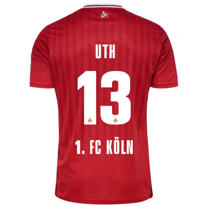 Danxen Bambino Maglia Mark Uth #13 Rosso Bianco Kit Gara Away 2025/26 Maglietta