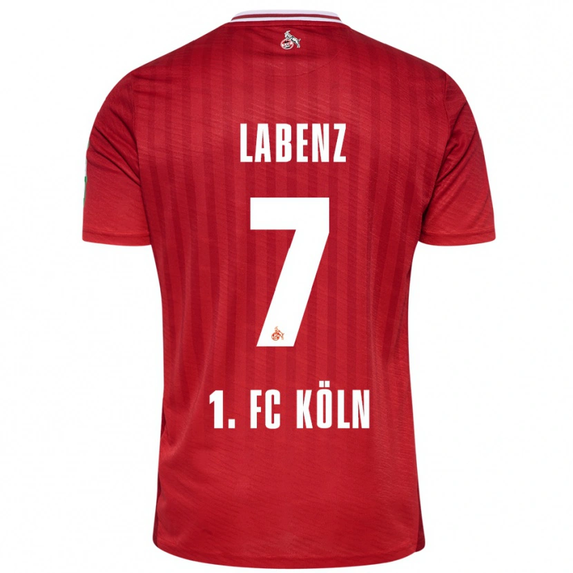 Danxen Bambino Maglia Luiz Labenz #7 Rosso Bianco Kit Gara Away 2025/26 Maglietta