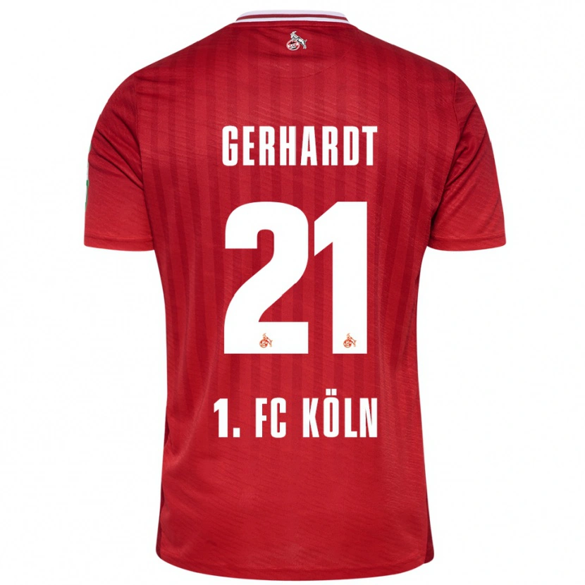 Danxen Bambino Maglia Anna Gerhardt #21 Rosso Bianco Kit Gara Away 2025/26 Maglietta