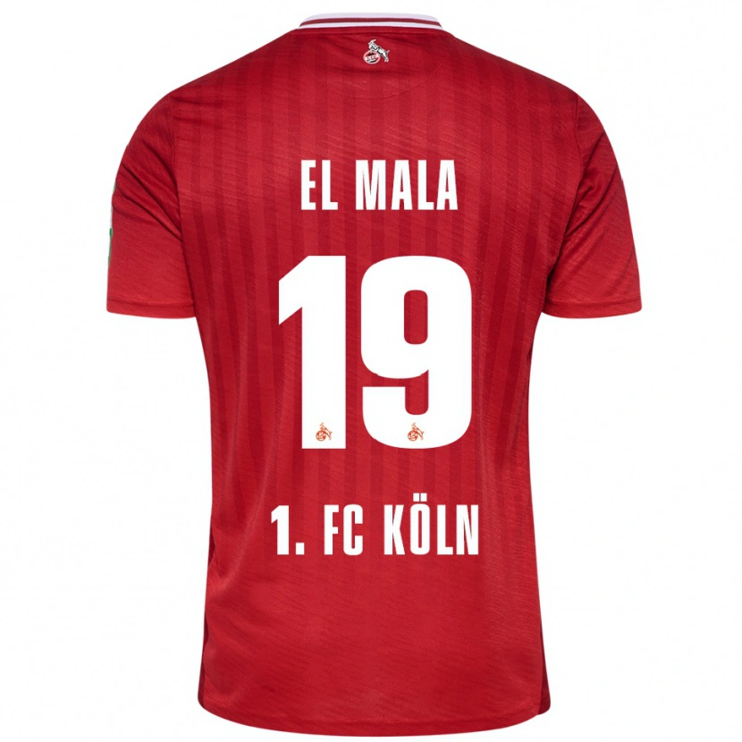 Danxen Bambino Maglia Malek El Mala #19 Rosso Bianco Kit Gara Away 2025/26 Maglietta