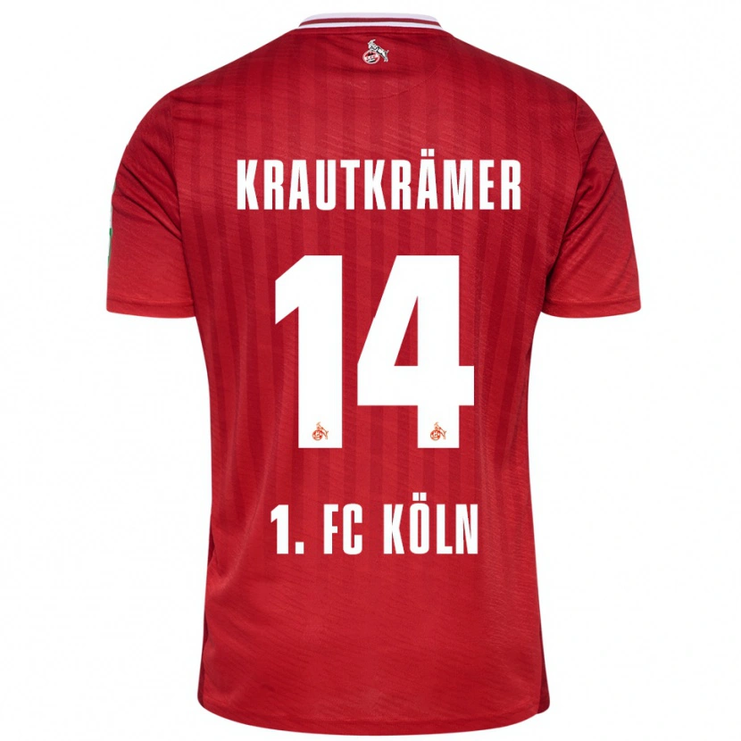 Danxen Bambino Maglia Jakob Krautkrämer #14 Rosso Bianco Kit Gara Away 2025/26 Maglietta