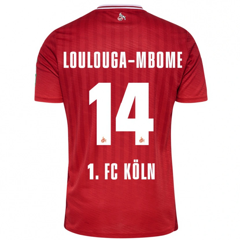 Danxen Bambino Maglia Pascal Loulouga-Mbome #14 Rosso Bianco Kit Gara Away 2025/26 Maglietta