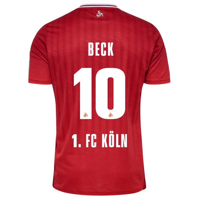 Danxen Bambino Maglia Sharon Beck #10 Rosso Bianco Kit Gara Away 2025/26 Maglietta