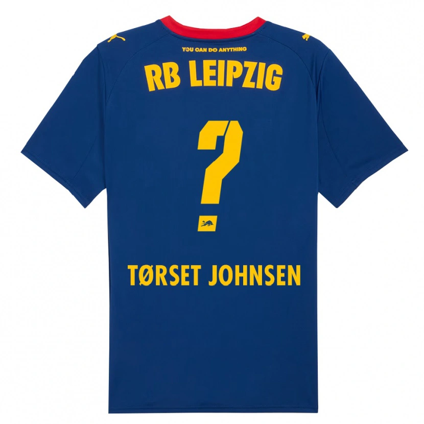 Danxen Bambino Maglia Patrik Tørset Johnsen #0 Blu Navy Rosso Kit Gara Away 2025/26 Maglietta